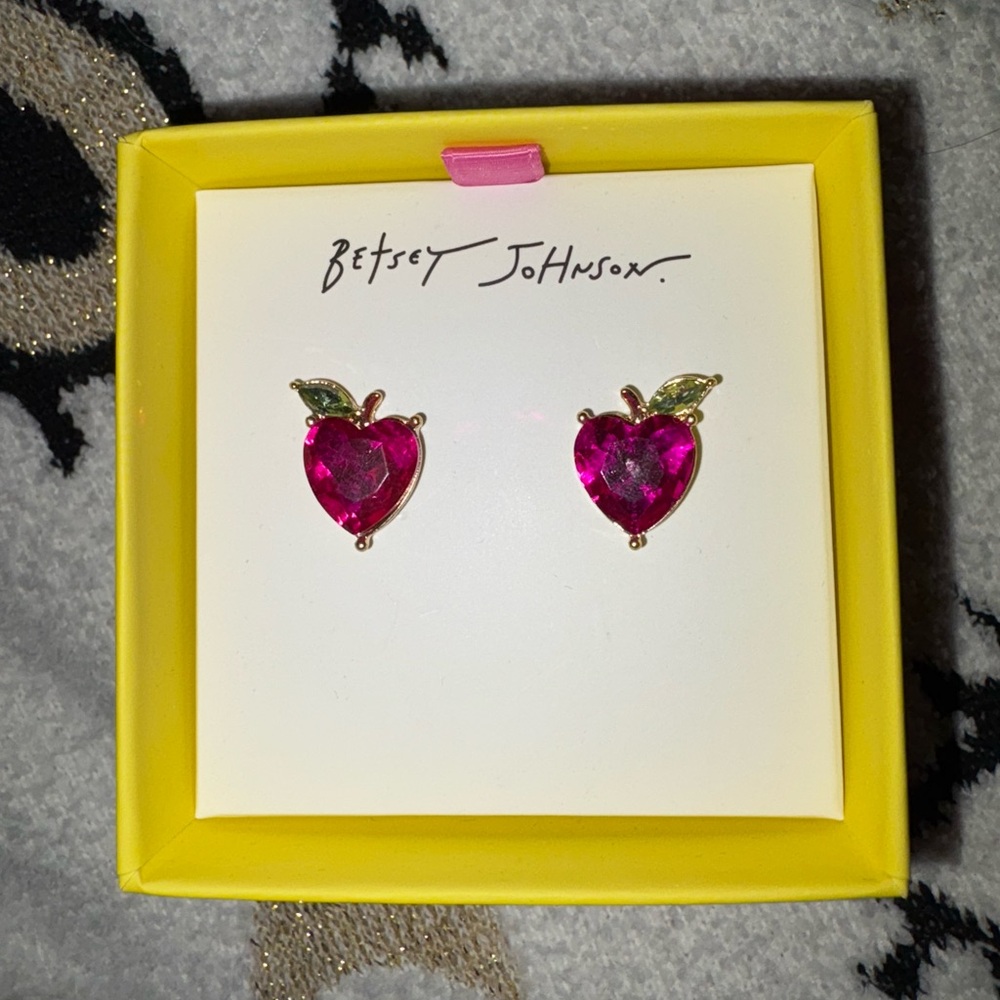 Betsey Johnson Fuchsia Apple Earrings
